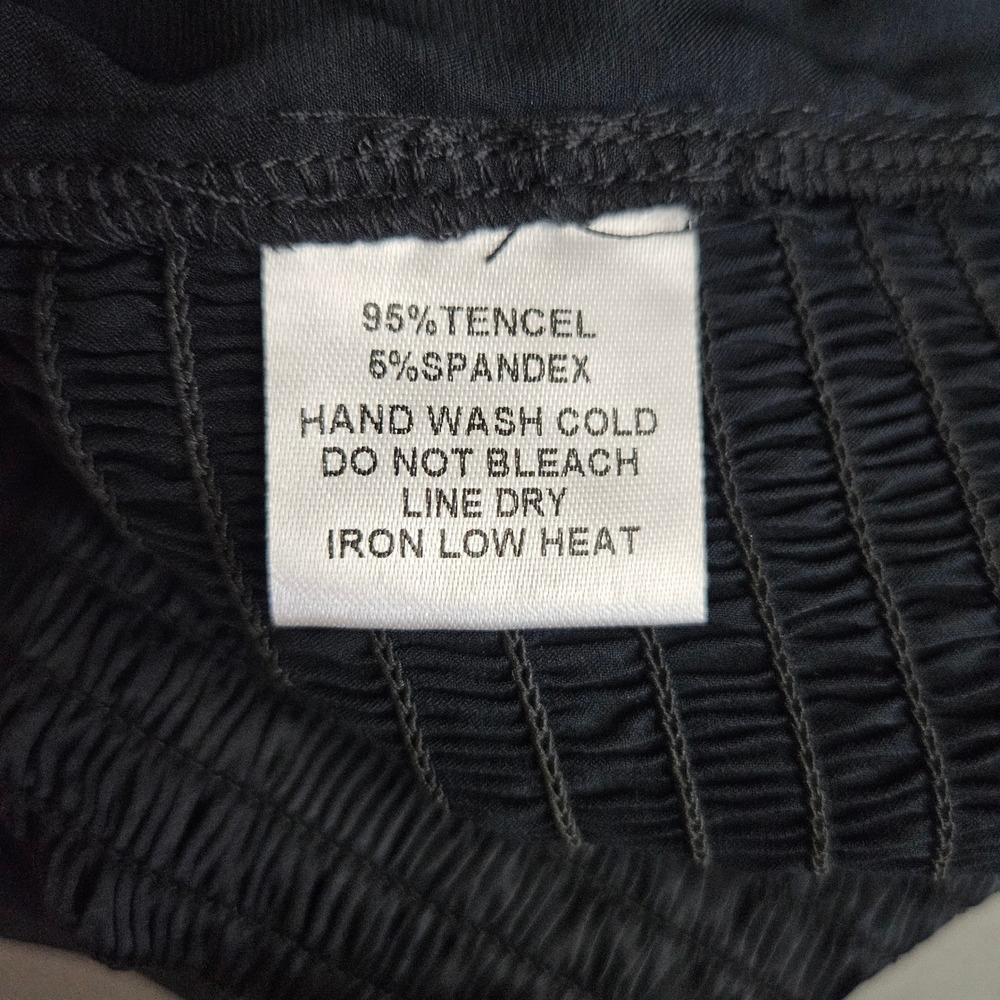 ee:some Black Sheer Balloon Sleeve Smocked Tie Back Crop Top M - Picture 5 of 8